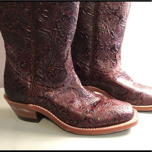 Boulet leather hand-tooled boots